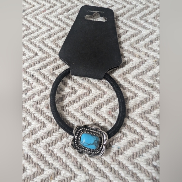 Silver and Turquoise Hair Ties / Hair Jewelry - Picture 6 of 6